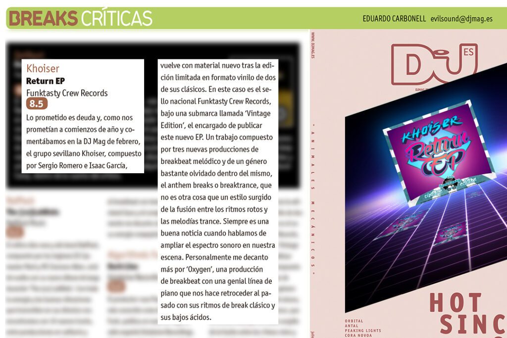 Imagen KHOISER en DJ MAG JULIO